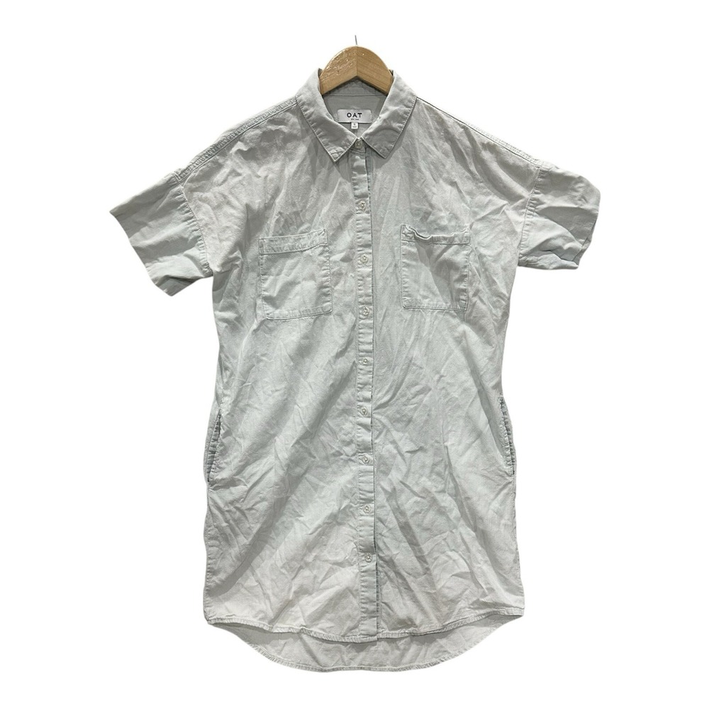 OAT New‎ York Luxury Clothing 100% Cotton Lagenlook Oversized Shirt Dress Size S